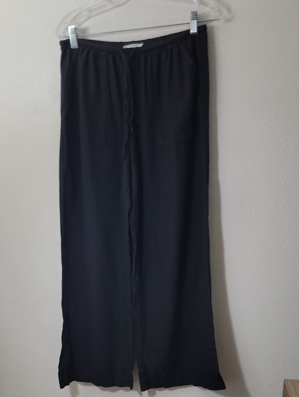 Garage Black Wide-Leg Linen   Pants